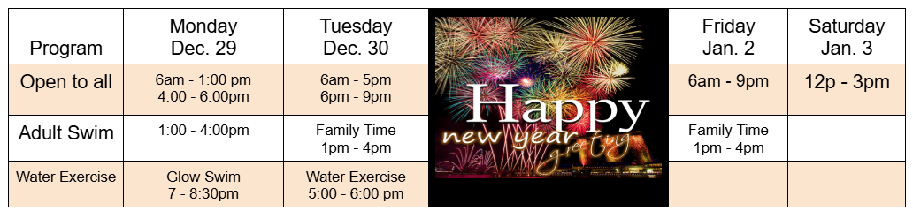 Therapy pool schedule