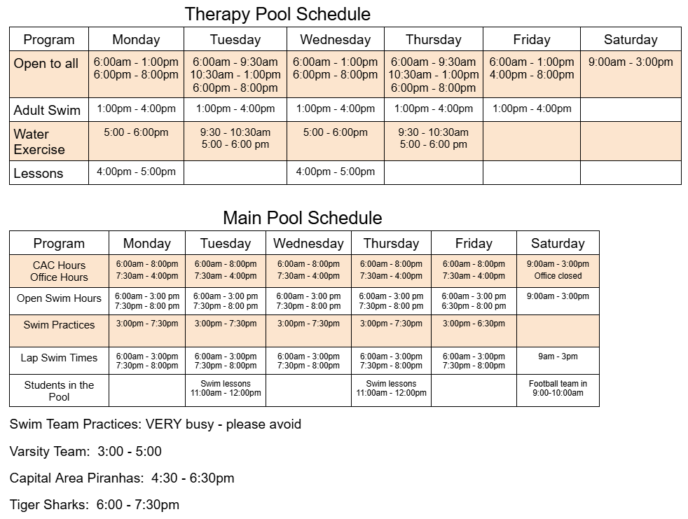 Pool Schedule